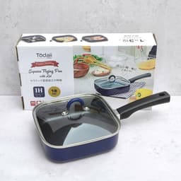 Chảo vuông chống dính có nắp kính Todaii - size 18cm, xanh navy 5