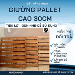 Giường Ngủ Pallet Gỗ Cao Cấp Gấp Gọn Hở chân | SƠN PU CHỐNG MỐC| BẢO HÀNH 12 THÁNG| Đầy Đủ Kích Thước Cao 10cm.Wood Shop 1