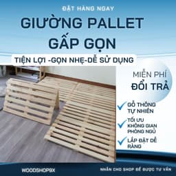Giường ngủ gấp gọn đa năng, giường ngủ pallet gỗ thông tự nhiên WOOD SHOP 1