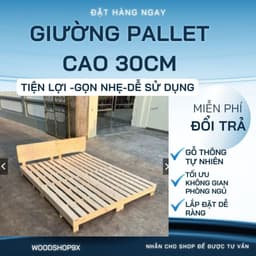 Giường Pallet gỗ , giường ngủ gỗ tự nhiên có chân giường cao  30cm đủ kích thước 1