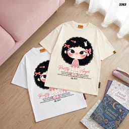 Áo Thun HY KORÉ Pretty Angel Tóc Xù 3363 Form Rộng Localbrand Oversize Unisex Vải Cotton 75% Nam Nữ 6