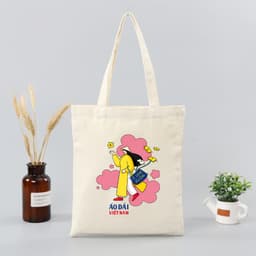 Túi tote in hình cô gái Việt Nam - Túi vải canvas có khóa I LOVE ÁO DÀI đi chơi đi học thời trang dễ thương TOTa0314 3