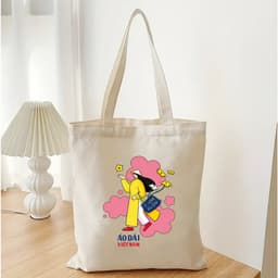Túi tote in hình cô gái Việt Nam - Túi vải canvas có khóa I LOVE ÁO DÀI đi chơi đi học thời trang dễ thương TOTa0314 7