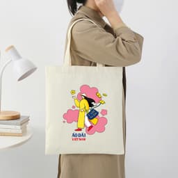 Túi tote in hình cô gái Việt Nam - Túi vải canvas có khóa I LOVE ÁO DÀI đi chơi đi học thời trang dễ thương TOTa0314 2