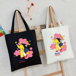 Túi tote in hình cô gái Việt Nam - Túi vải canvas có khóa I LOVE ÁO DÀI đi chơi đi học thời trang dễ thương TOTa0314 1