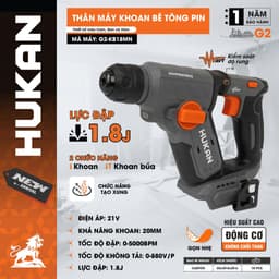 Máy khoan bê tông nhỏ gọn G2-KB18MN, Lực búa 1.8Jun siêu khoẻ, Có chống rung, Không chổi than 1