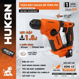 Máy khoan bê tông nhỏ gọn G2-KB18MN, Lực búa 1.8Jun siêu khoẻ, Có chống rung, Không chổi than 8