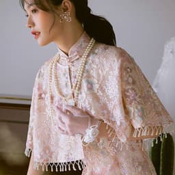 Vòng cổ ngọc trai nhân tạo 150cm phụ kiện chụp ảnh mặc áo dài sang trọng 4
