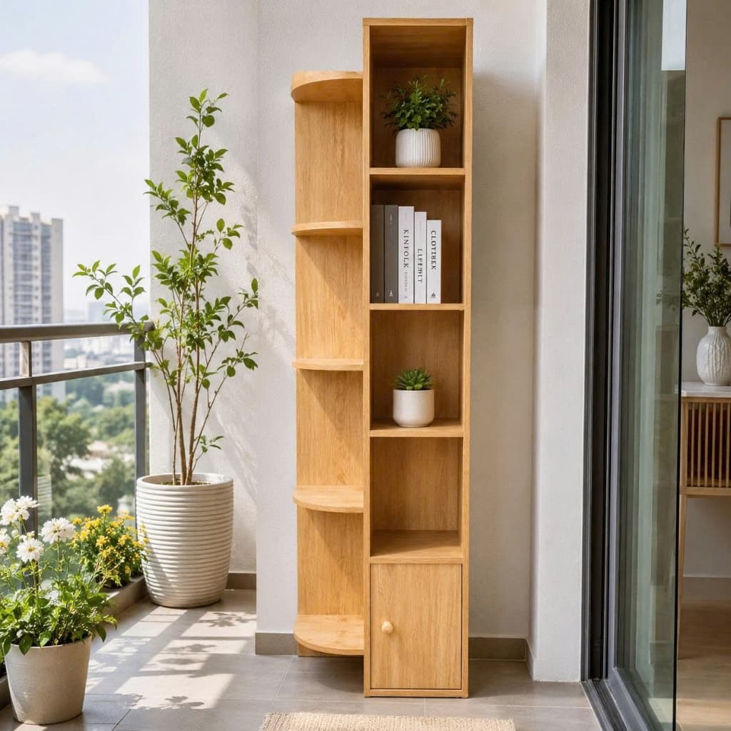 Kệ Gỗ Có Tủ, Kệ Để Đồ Trang Trí Góc Tường Cao 1m5 Thiếu Kế Gọn Tiện Hiện Đại
