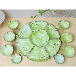 Bộ Bát Đĩa Hoa Mặt Trời 15 Món Gốm Sứ Bát Tràng, Set Chén Đĩa Gốm Sứ Sang Trọng Decor Bàn Ăn, Quà Tặng Tân Gia 3