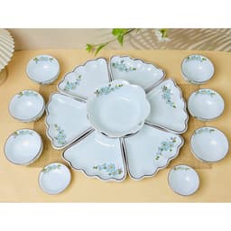 Bộ Bát Đĩa Hoa Mặt Trời 15 Món Gốm Sứ Bát Tràng, Set Chén Đĩa Gốm Sứ Sang Trọng Decor Bàn Ăn, Quà Tặng Tân Gia 4