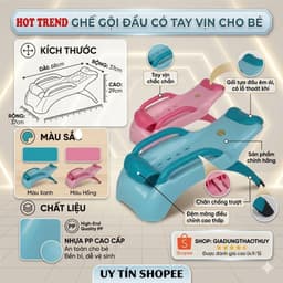 GHẾ GỘI ĐẦU BÉ TRAI BÉ GÁI - GHẾ GỘI ĐẦU THƯ GIÃN CHO TRẺ EM – Có Tay Vịn Chống Trượt - GIADUNGTHAOTHUY 5