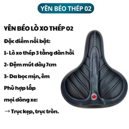 Yên xe đạp thể thao các loại, Yên béo lò xo thép, yên nhỡ, yên dài, yên đua thể thao YBTH 2