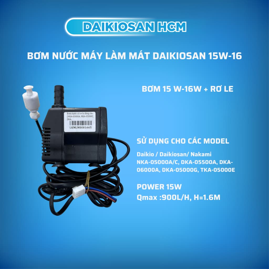Bơm kèm rơ le quạt làm mát Daikiosan NKA-05000A/C, DKA-05500A, DKA-06000A, DKA-05000G, TKA-05000E chính hãng