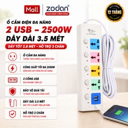 Ổ Cắm Điện USB Đa Năng Cao Cấp Chống Giật Dài 4m, 2 Cổng Cắm USB Chốt An Toàn Tiện Dụng gd1511 1