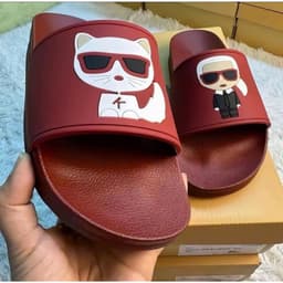 Dép mèo đeo kính màu đỏ hoạ tiết dập nổi đế mềm nhẹ đi êm chân form basic dép lê, boy phố, girl phố, đi trong nhà,sliper 2