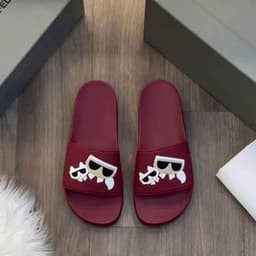 Dép mèo đeo kính màu đỏ hoạ tiết dập nổi đế mềm nhẹ đi êm chân form basic dép lê, boy phố, girl phố, đi trong nhà,sliper 5