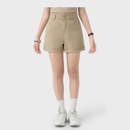 Quần short kaki nữ dáng A GENVIET JEANS cạp cao hack dáng che khuyết điểm đùi to phù hợp đi chơi đi làm 9238 3