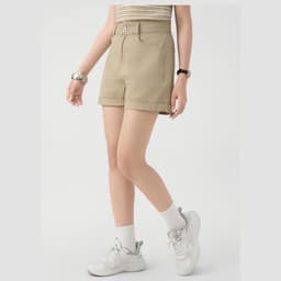 Quần short kaki nữ dáng A GENVIET JEANS cạp cao hack dáng che khuyết điểm đùi to phù hợp đi chơi đi làm 9238 8