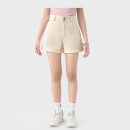 Quần short kaki nữ dáng A GENVIET JEANS cạp cao hack dáng che khuyết điểm đùi to phù hợp đi chơi đi làm 9238 4