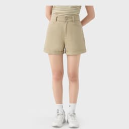 Quần short kaki nữ dáng A GENVIET JEANS cạp cao hack dáng che khuyết điểm đùi to phù hợp đi chơi đi làm 9238 7