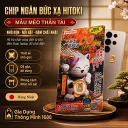 [ Chính Hãng ] Chip Chắn Sóng Điện Từ Hitoki Nội Địa Nhật Mèo Thần Tài Dán Điện Thoại Laptop 1