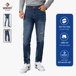 [ẨN] Quần jean nam ống col vừa GENVIET JEANS vải denim cao cấp co giãn nhẹ basic dễ phối đ 8375 1