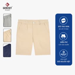 Deal Tốt- Quần Short Kaki Nam GENVIET JEANS Dáng Suông Cạp May Chun Thoải Mái, Màu Sắc Basic, Bền Bỉ Không B 9245 2