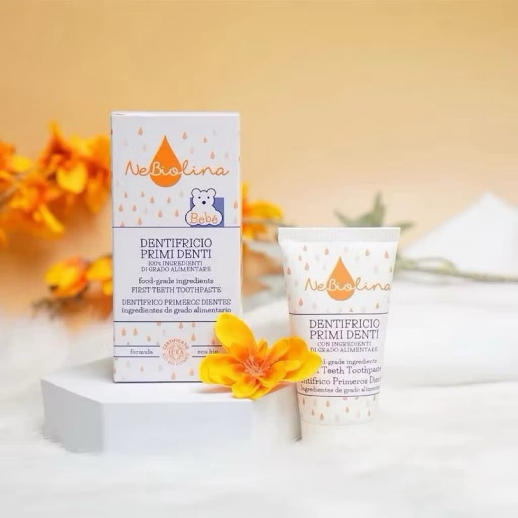 Nebiolina Kem đánh răng cho bé, Kem đánh răng hữu cơ -Giúp làm sạch răng và nướu cho bé an toàn 50ml <BUNBUN SHOP20
