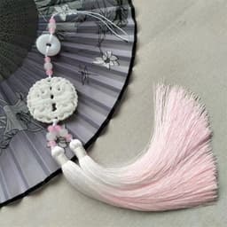Tua Rua Đôi Gắn Ngọc Bội Trắng Cổ Trang Cao Cấp | Phụ Kiện Treo Hông Hán Phục, Treo Quạt, Trang Trí 8