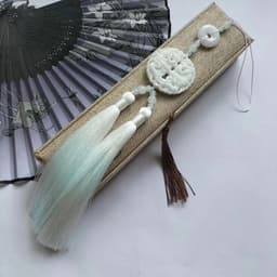 Tua Rua Đôi Gắn Ngọc Bội Trắng Cổ Trang Cao Cấp | Phụ Kiện Treo Hông Hán Phục, Treo Quạt, Trang Trí 9
