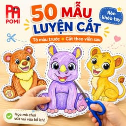 50 Tranh Tô Cắt cho Bé Chủ Đề Con Vật – Tô Màu, Cắt Theo Viền, Rèn Khéo Tay - Đồ chơi POMI 1