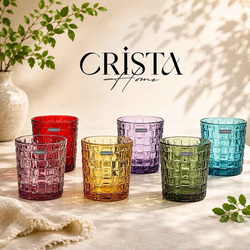 BỘ 06 CỐC VÂN CARO 280ml CRISTA HOEM 60201– DECOR- QUÀ TẶNG CAO CẤP