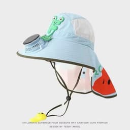 Mũ Che Nắng Cho Bé Tích Hợp Quạt Mini – Sạc USB & Năng Lượng Mặt Trời, Mũ Rộng Vành Che Gáy Siêu Mát 5