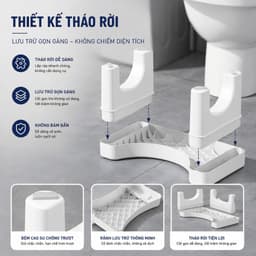 Ghế Kê Chân Toilet Hỗ Trợ Đi Vệ Sinh Đúng Tư Thế, Ghế Chống Táo Bón Hỗ Trợ Giảm Trĩ Tiện Lợi TORO 7