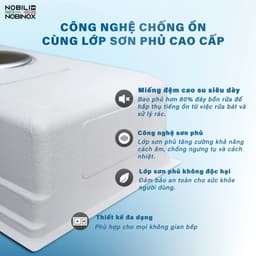 Chậu Rửa Bát 1 Hố Nobinox ARVO B370 | Inox 304 Bền Bỉ | Bề Mặt Vân Vải Chống Xước 7