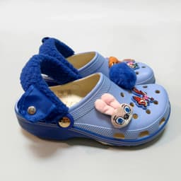 Dép sục nam nữ Zootopia 2 phi vụ động trời màu xanh blue nhạt, dép sục hoạt hình zootopia người lớn kèm charm y hình 6
