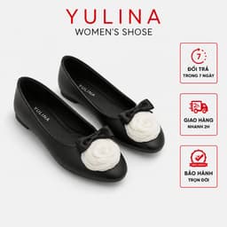 Giày Búp Bê đế bệt Nữ 𝙔𝙐𝙇𝙄𝙉𝘼 Phối Hoa và Nơ Xinh Đế Mềm Êm, Dễ Đi, Phối Đồ Sang Trọng - C72 4