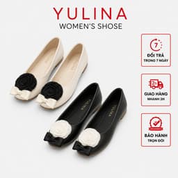 Giày Búp Bê đế bệt Nữ 𝙔𝙐𝙇𝙄𝙉𝘼 Phối Hoa và Nơ Xinh Đế Mềm Êm, Dễ Đi, Phối Đồ Sang Trọng - C72 1