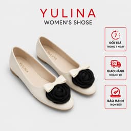 Giày Búp Bê đế bệt Nữ 𝙔𝙐𝙇𝙄𝙉𝘼 Phối Hoa và Nơ Xinh Đế Mềm Êm, Dễ Đi, Phối Đồ Sang Trọng - C72 5
