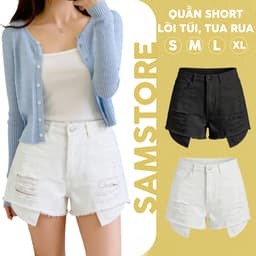 Quần short jeans nữ túi dài, TÚI LÒI Quần short túi lòi chất coton mềm mịn 1