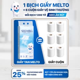 Giấy Đa Năng TopGia Melto 1200 Tờ 4 Lớp Dễ Tan Trong Nước, Mềm Mịn, 400 Lượt Rút, Thấm Hút Tốt, An Toàn Cho Gia Đình 5