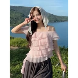 [BST HÈ 2026 - CHIOCO] Áo Babydoll Kiểu Nữ Dáng Trễ Hở Vai Bèo Nhún Xếp Tầng Điệu Đà Mùa Hè Kimee - KA877 4