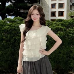 [BST HÈ 2026 - CHIOCO] Áo Babydoll Kiểu Nữ Dáng Trễ Hở Vai Bèo Nhún Xếp Tầng Điệu Đà Mùa Hè Kimee - KA877 3