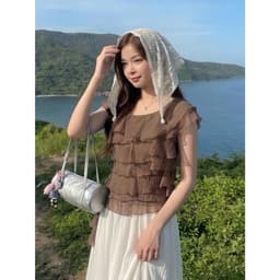 [BST HÈ 2026 - CHIOCO] Áo Babydoll Kiểu Nữ Dáng Trễ Hở Vai Bèo Nhún Xếp Tầng Điệu Đà Mùa Hè Kimee - KA877 8