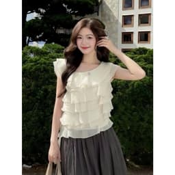[BST HÈ 2026 - CHIOCO] Áo Babydoll Kiểu Nữ Dáng Trễ Hở Vai Bèo Nhún Xếp Tầng Điệu Đà Mùa Hè Kimee - KA877 9