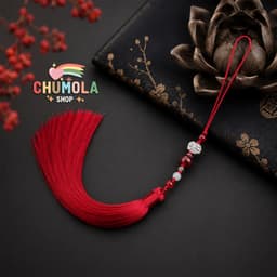 Dây tua rua gắn ngọc nhiều màu mặt bạc đeo hông treo quạt sáo phong cách cổ trang xinh xắn dễ thương phụ kiện 1