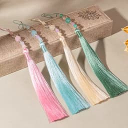 Dây tua rua gắn ngọc nhiều màu mặt bạc đeo hông treo quạt sáo phong cách cổ trang xinh xắn dễ thương phụ kiện 2