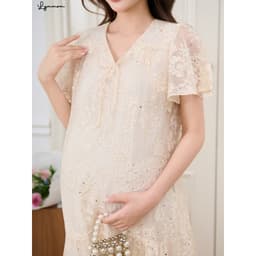 [NEW] LYMMOM -  Váy bầu xinh mùa hè chất liệu tơ thoáng mát, Đầm bầu sang chảnh tiểu thư VB210 6