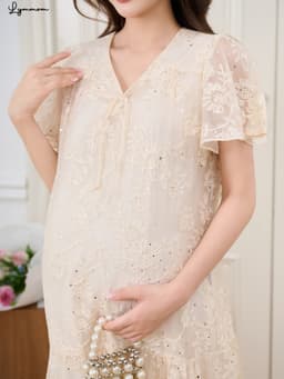 [NEW] LYMMOM -  Váy bầu xinh mùa hè chất liệu tơ thoáng mát, Đầm bầu sang chảnh tiểu thư VB210 14